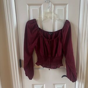 Burgundy cropped blouse, size Medium